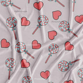 Cute Heart & Lollipop Birthday Printed Fabric for Kids